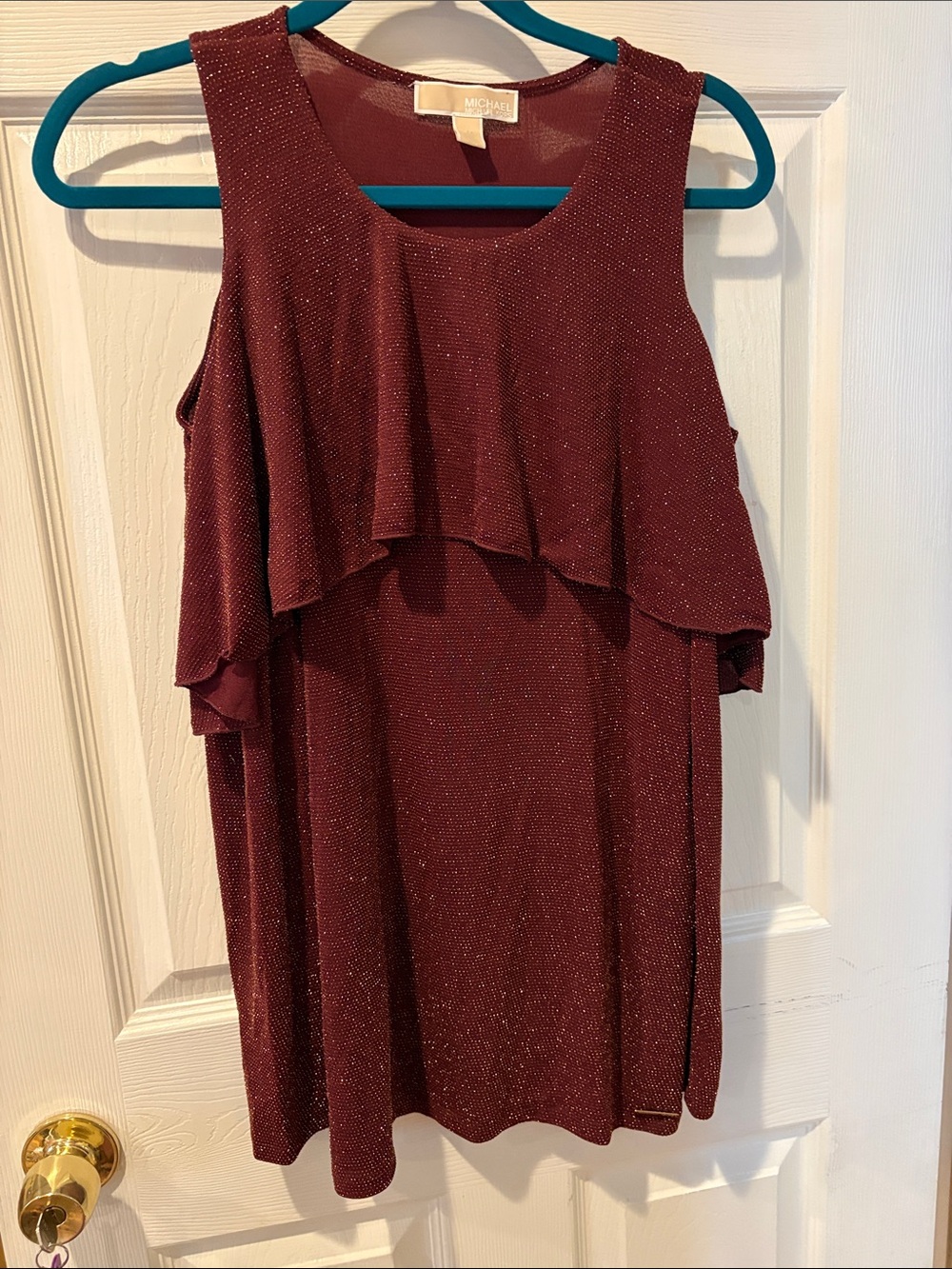 Michael Kors Wine Sparkle Ruffle Mini Dress